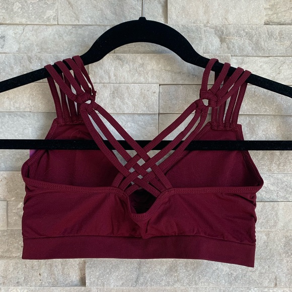 Burgundy Strappy Racerback Seamless Bralette - Picture 3 of 6